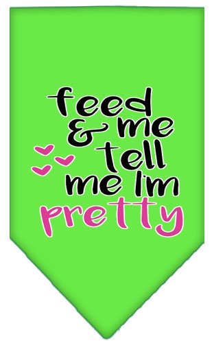 Pet and Dog Bandana Screen Printed, "Feed Me & Tell Me I'm Pretty"