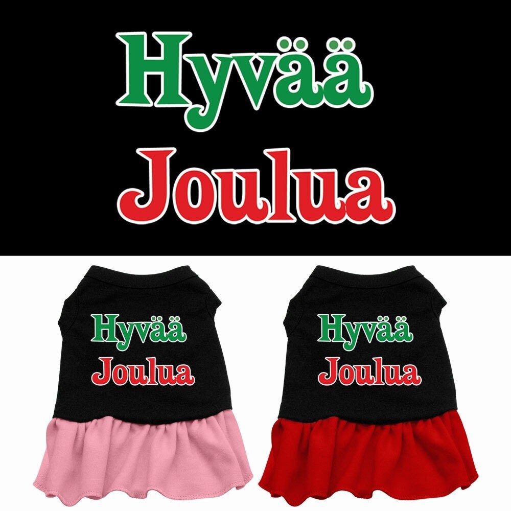 Christmas Pet Dress Screen Printed, "Hyvaa Joulua"