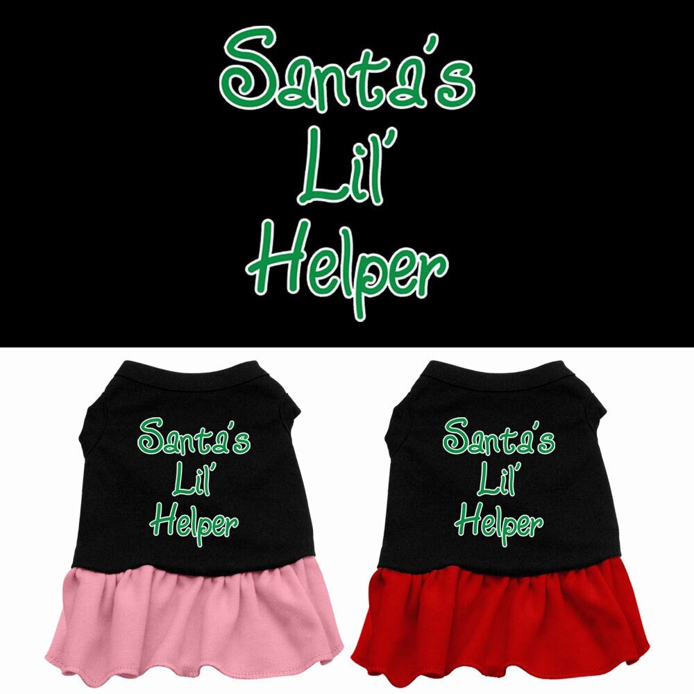 Christmas Pet Dress Screen Printed, "Santa's Lil Helper"