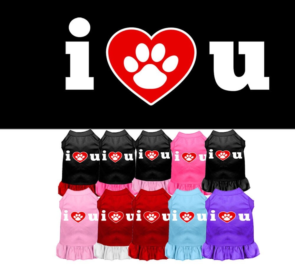Pet Dress, Screen Printed, "I Heart You"