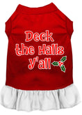Load image into Gallery viewer, Christmas Pet Dress Screen Printed, "Deck The Halls Y'all"
