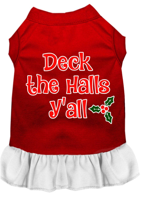 Christmas Pet Dress Screen Printed, "Deck The Halls Y'all"
