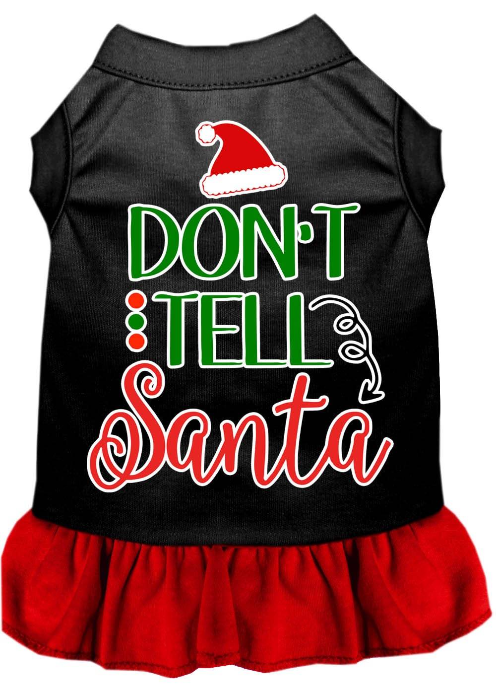 Christmas Pet Dress Screen Printed, "Don't Tell Santa"