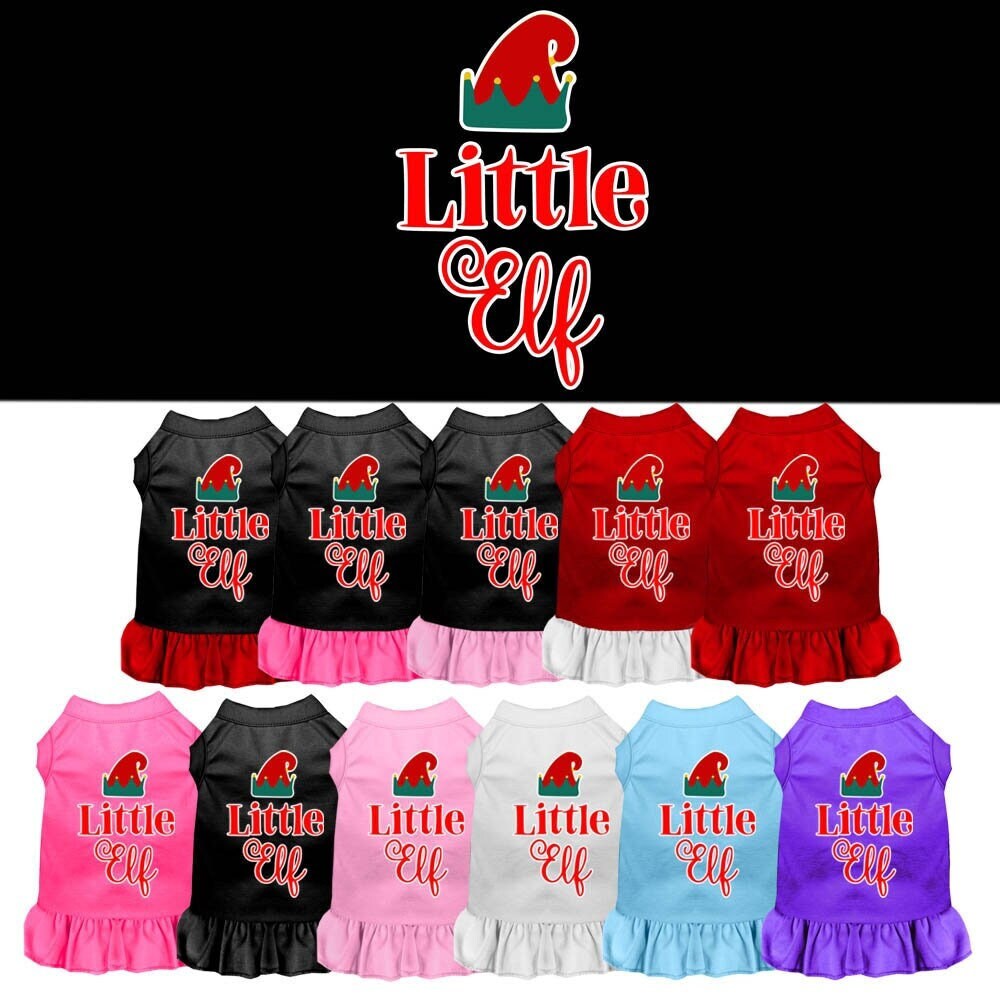 Christmas Pet Dress Screen Printed, "Little Elf"