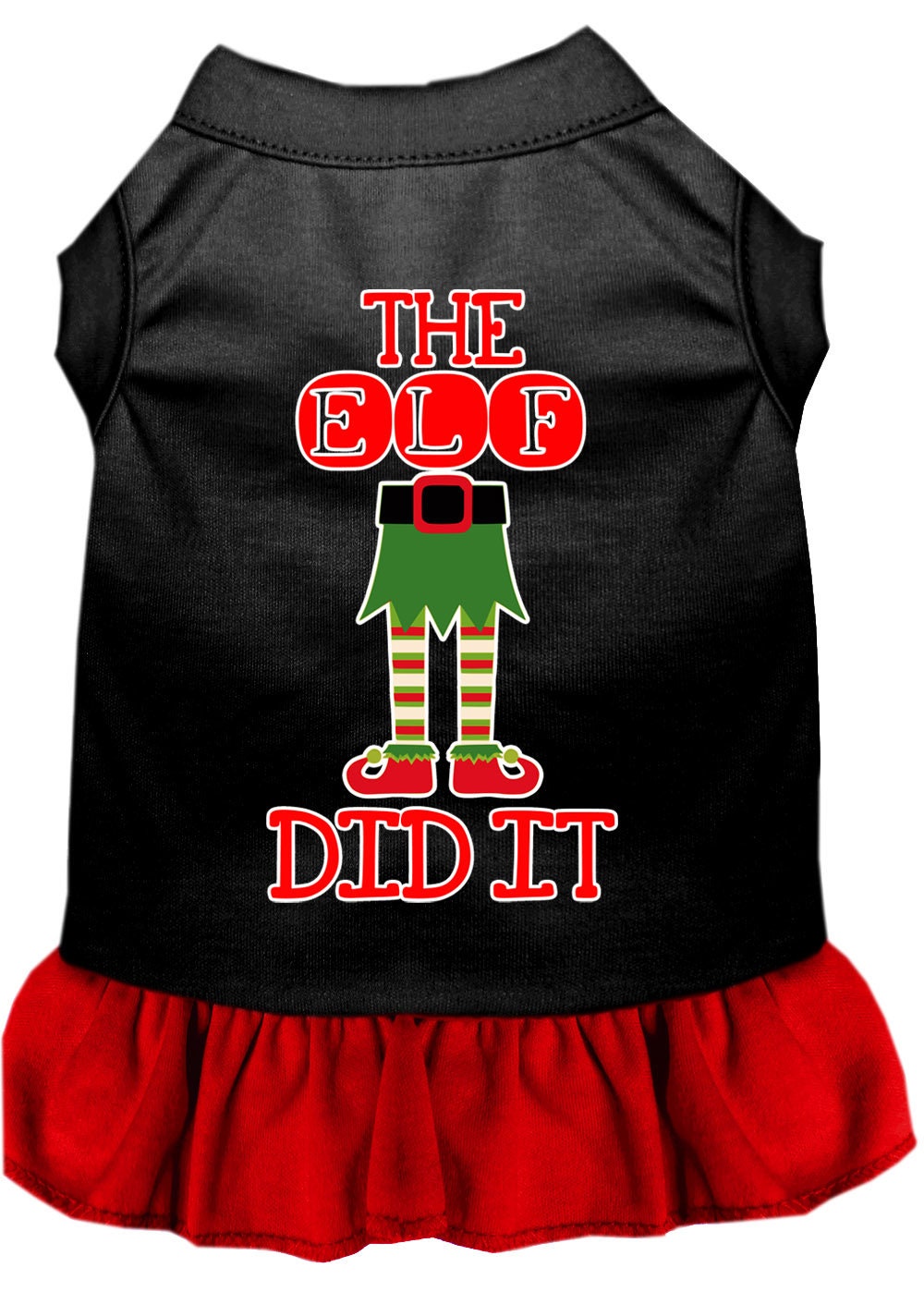 Christmas Pet Dress Screen Printed, "The Elf Did It"