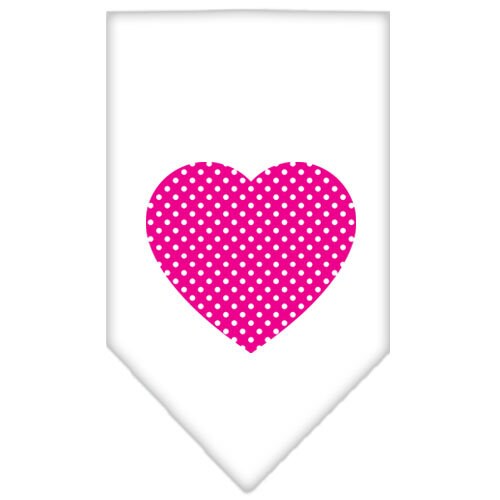 Pet and Dog Bandana Screen Printed, "Pink Swiss Dot Heart"