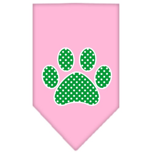 Pet and Dog Bandana Screen Printed, "Green Swiss Dot Paw"