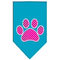 Load image into Gallery viewer, Pet and Dog Bandana Screen Printed, "Pink Swiss Dot Paw"
