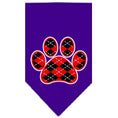 Load image into Gallery viewer, Pet and Dog Bandana Screen Printed, "Red Argyle Paw"
