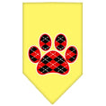 Load image into Gallery viewer, Pet and Dog Bandana Screen Printed, "Red Argyle Paw"

