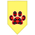 Load image into Gallery viewer, Pet and Dog Bandana Screen Printed, "Red Argyle Paw"
