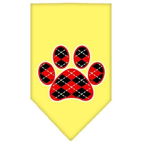 Pet and Dog Bandana Screen Printed, "Red Argyle Paw"