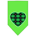 Load image into Gallery viewer, Pet and Dog Bandana Screen Printed, "Green Argyle Heart"
