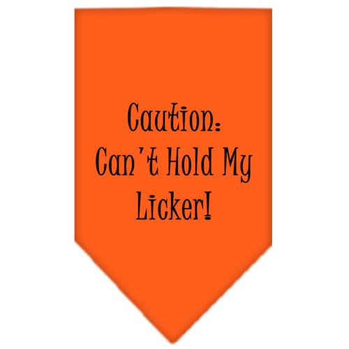 Pet and Dog Bandana Screen Printed, "Caution: Can't Hold My Licker"