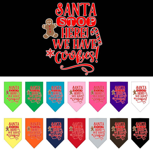Christmas Pet and Dog Bandana "Santa, Stop Here! We Have Cookies!"