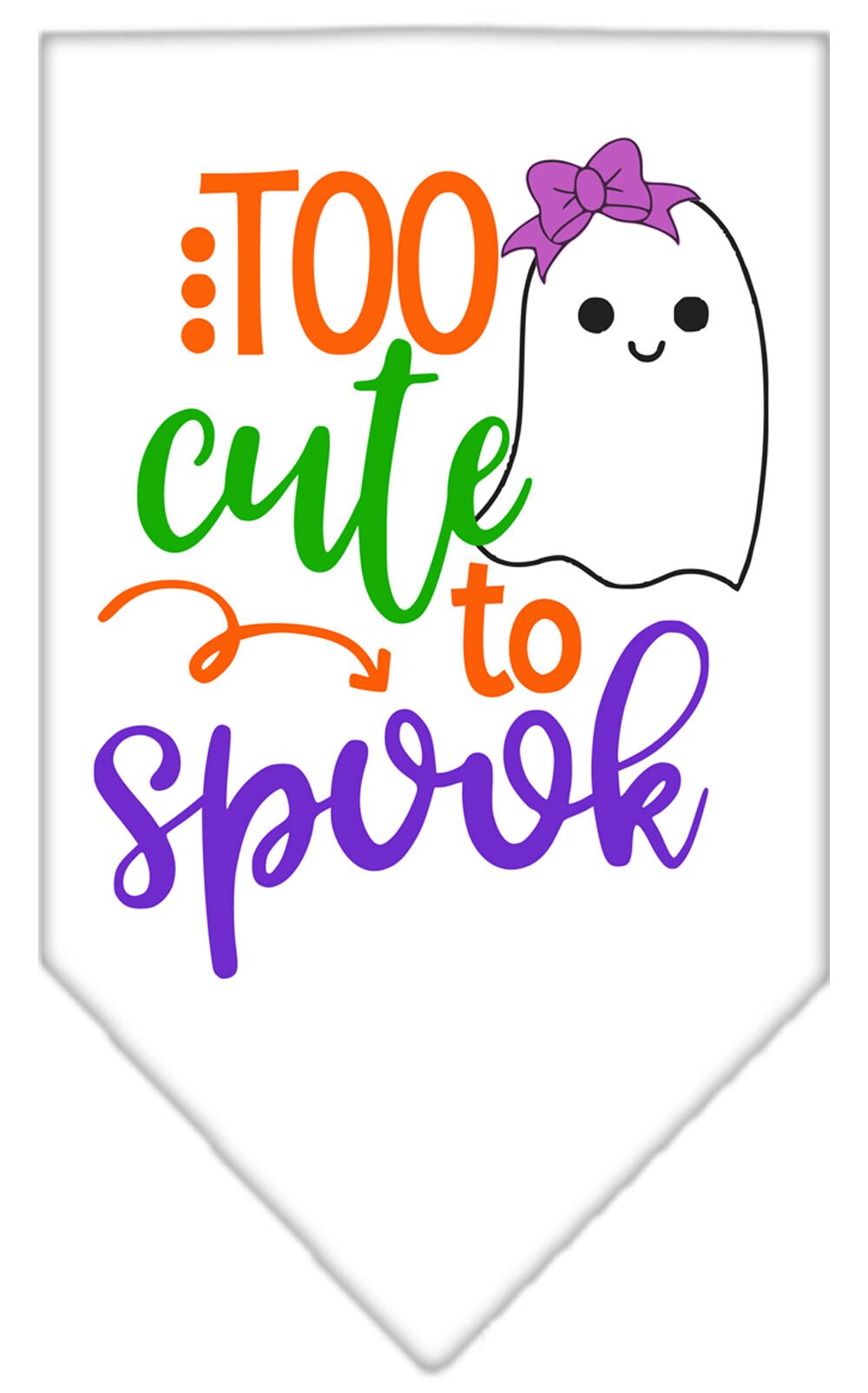 Halloween Pet and Dog Bandana, "Too Cute To Spook - Girly Ghost"