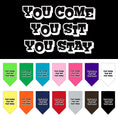 Load image into Gallery viewer, Pet and Dog Bandana Screen Printed, "You Come, You Sit, You Stay"
