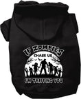 Load image into Gallery viewer, Halloween Pet Hoodie "If Zombies Chase Us, I'm Tripping You"

