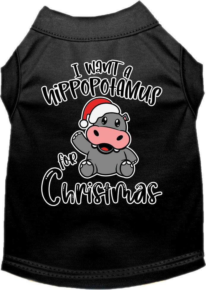 Christmas Pet Dog & Cat Shirt, "I Want A Hippopotamus For Christmas"