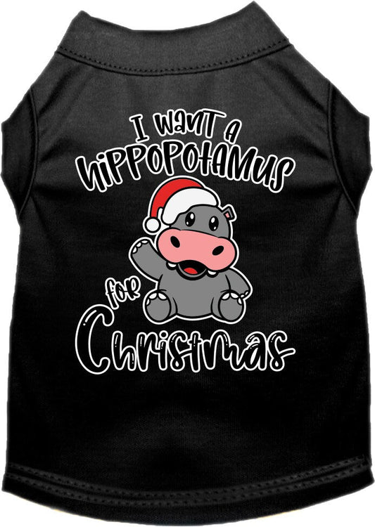 Christmas Pet Dog & Cat Shirt, "I Want A Hippopotamus For Christmas"