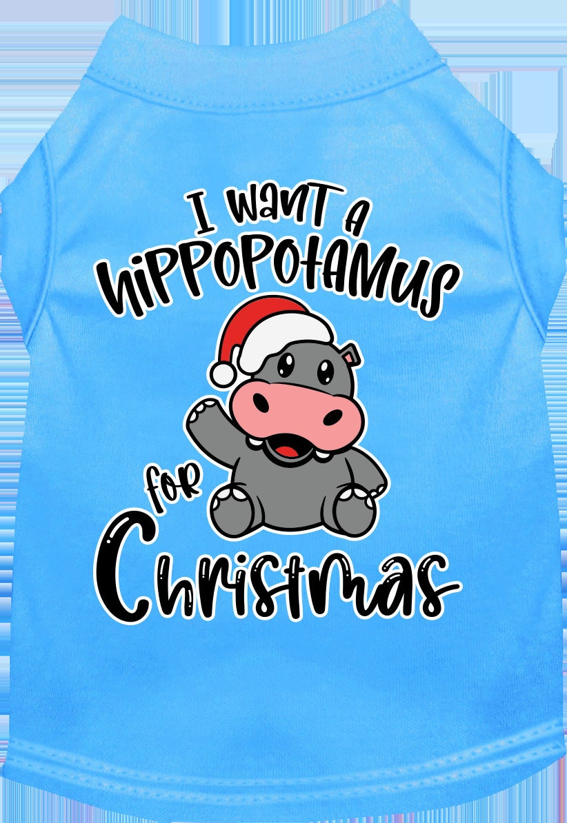 Christmas Pet Dog & Cat Shirt, "I Want A Hippopotamus For Christmas"