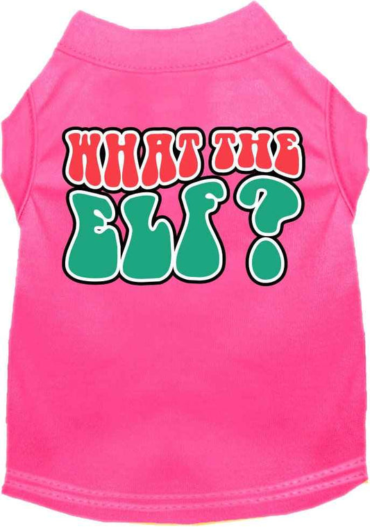 Christmas Pet Dog and Cat Shirt Screen Printed, "What The Elf"