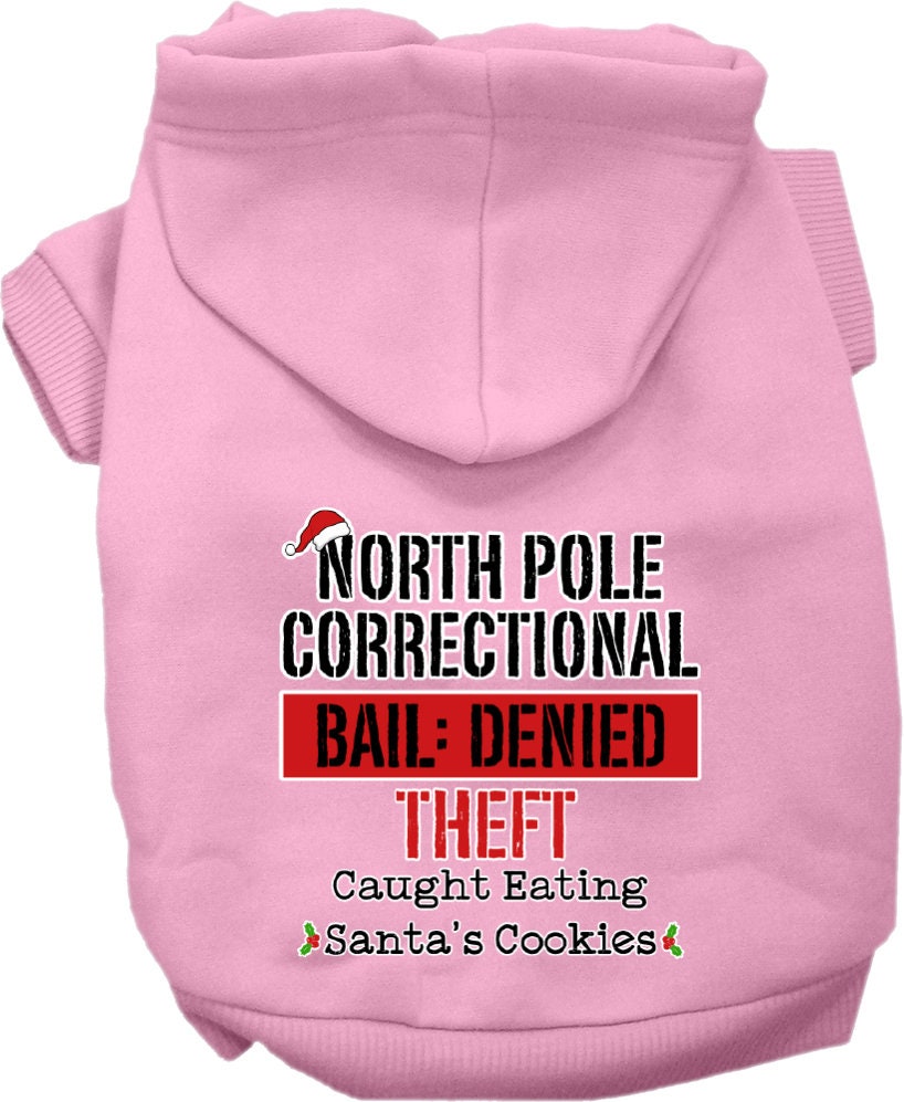 Christmas Pet Hoodie Screen Printed, "North Pole Correctional"