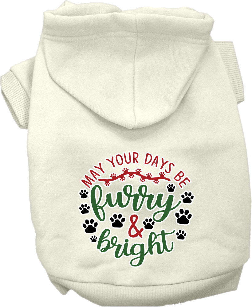 Christmas Pet Hoodie Screen Printed, "Furry & Bright"