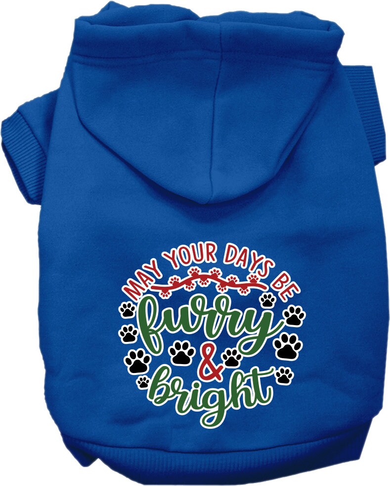 Christmas Pet Hoodie Screen Printed, "Furry & Bright"
