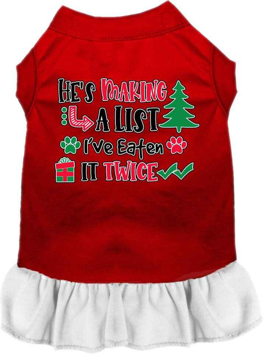 Christmas Pet Dress "He's Making A List, I've Eaten It Twice"