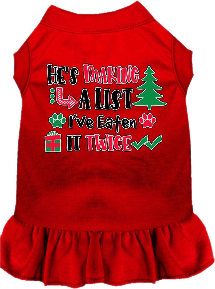 Christmas Pet Dress "He's Making A List, I've Eaten It Twice"