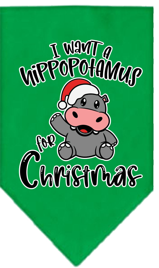 Christmas Pet and Dog Bandana, "I Want A Hippopotamus For Christmas"