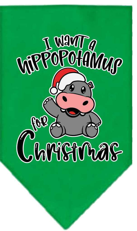 Christmas Pet and Dog Bandana, "I Want A Hippopotamus For Christmas"