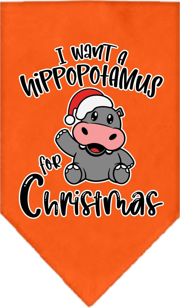 Christmas Pet and Dog Bandana, "I Want A Hippopotamus For Christmas"