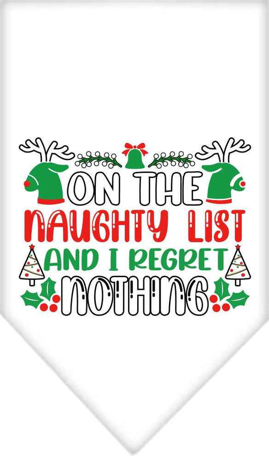 Christmas Pet Bandana "On The Naughty List And I Regret Nothing"