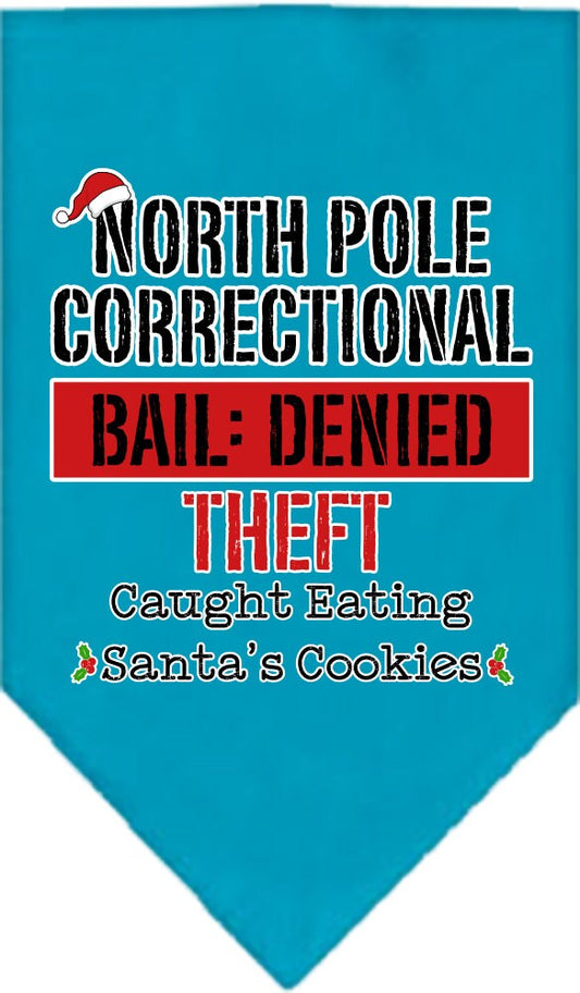 Christmas Pet and Dog Bandana Screen Printed, "North Pole Correctional"