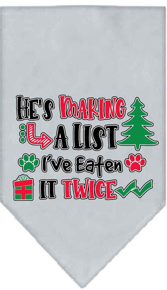 Christmas Pet Bandana "He's Making A List, I've Eaten It Twice"