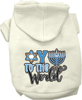 Load image into Gallery viewer, Hanukkah Pet, Dog and Cat Hoodie Screen Printed, "Oy To The World"
