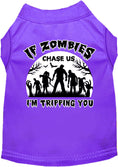 Load image into Gallery viewer, Halloween Pet Dog & Cat Shirt, "If Zombies Chase Us, I'm Tripping You"
