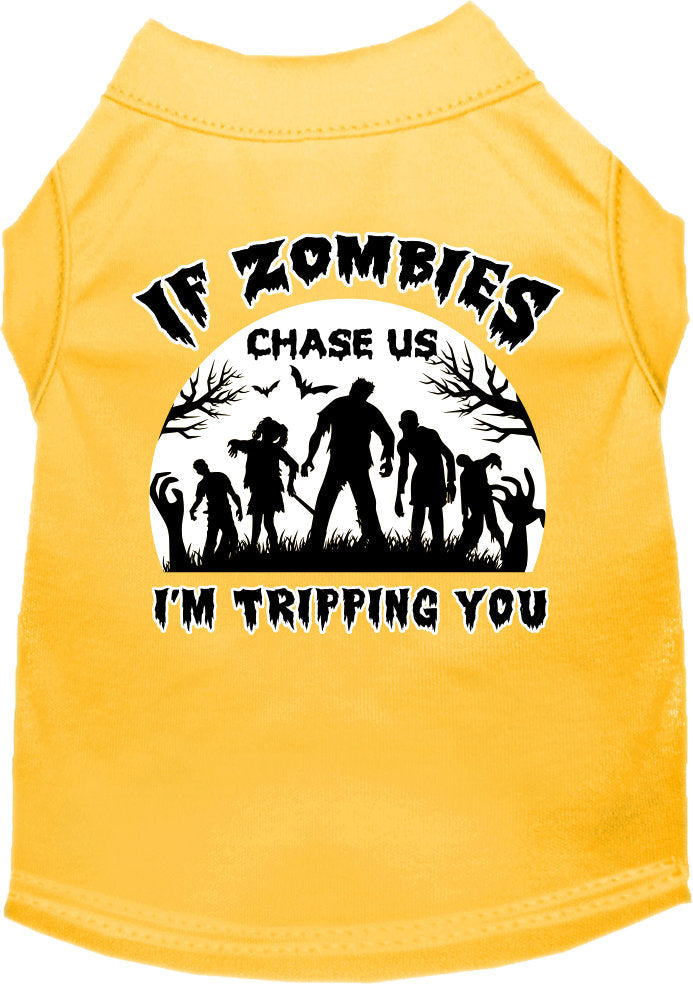 Halloween Pet Dog & Cat Shirt, "If Zombies Chase Us, I'm Tripping You"