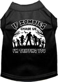 Load image into Gallery viewer, Halloween Pet Dog & Cat Shirt, "If Zombies Chase Us, I'm Tripping You"
