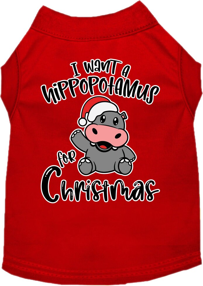 Christmas Pet Dog & Cat Shirt, "I Want A Hippopotamus For Christmas"