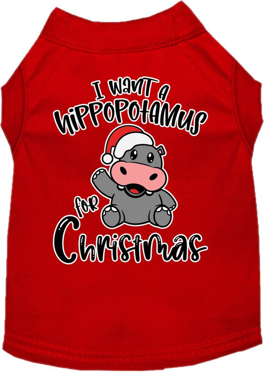 Christmas Pet Dog & Cat Shirt, "I Want A Hippopotamus For Christmas"