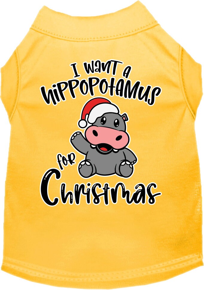 Christmas Pet Dog & Cat Shirt, "I Want A Hippopotamus For Christmas"
