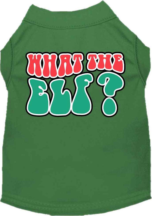 Christmas Pet Dog and Cat Shirt Screen Printed, "What The Elf"