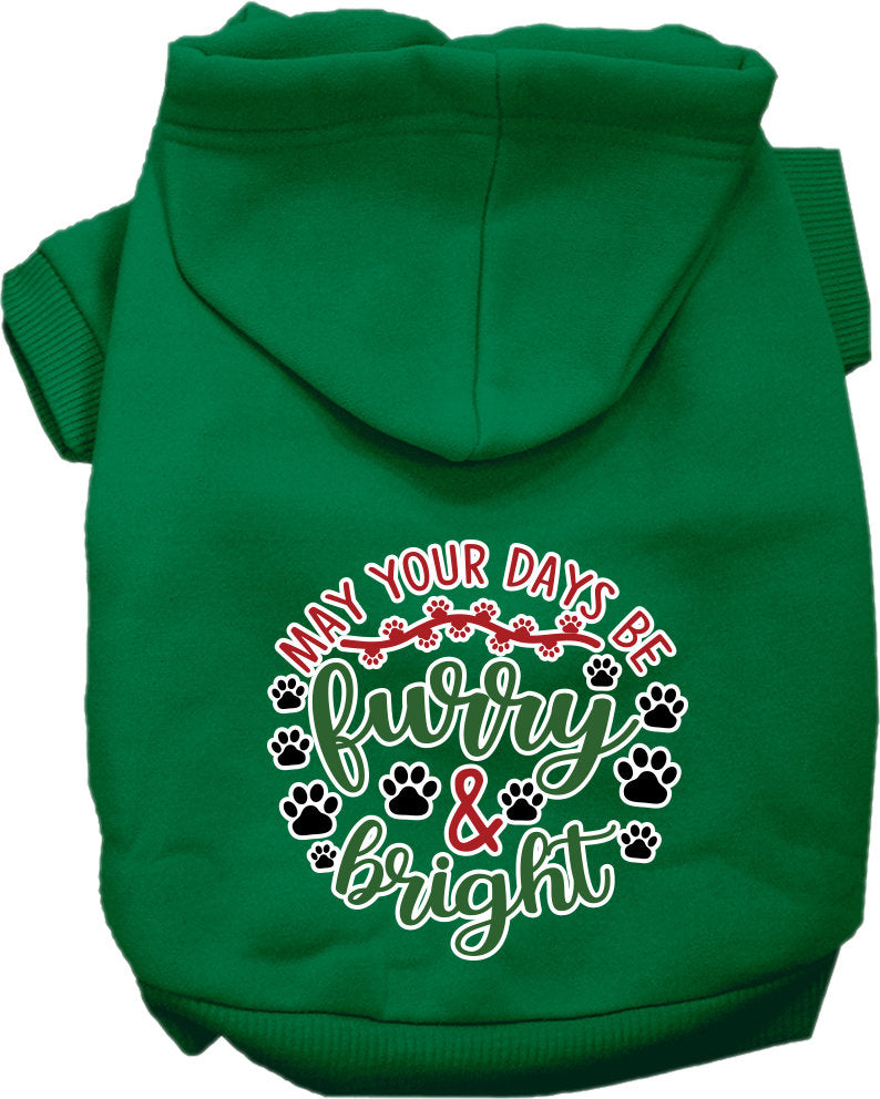 Christmas Pet Hoodie Screen Printed, "Furry & Bright"