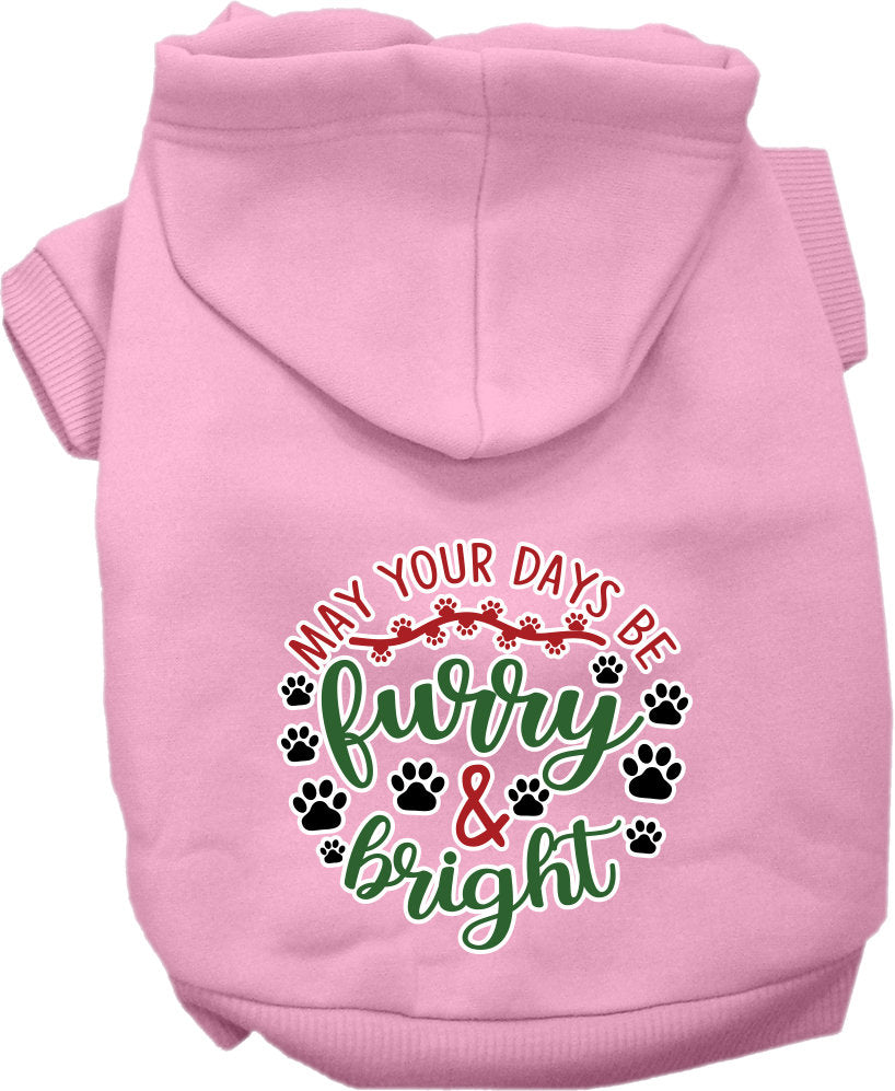 Christmas Pet Hoodie Screen Printed, "Furry & Bright"