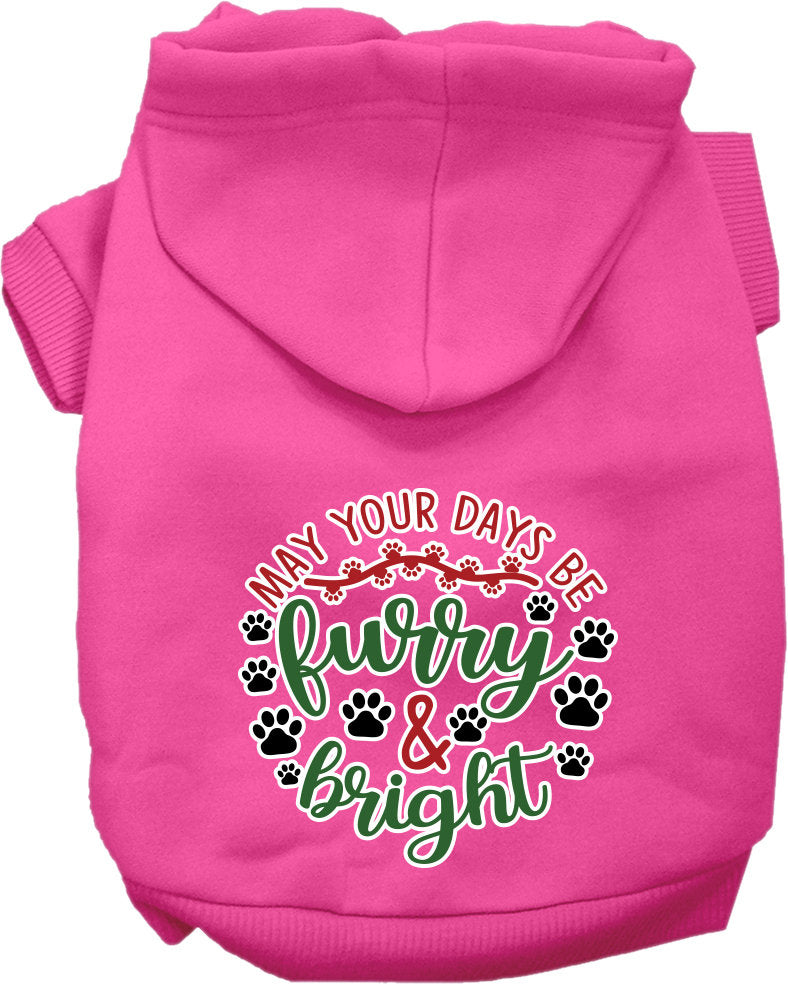 Christmas Pet Hoodie Screen Printed, "Furry & Bright"