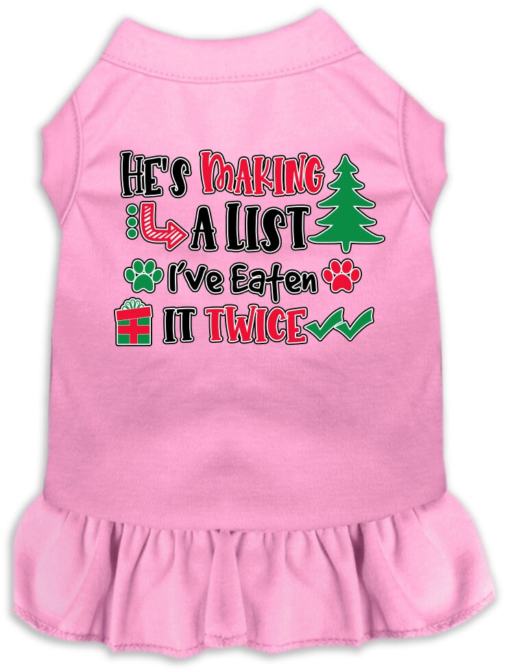 Christmas Pet Dress "He's Making A List, I've Eaten It Twice"