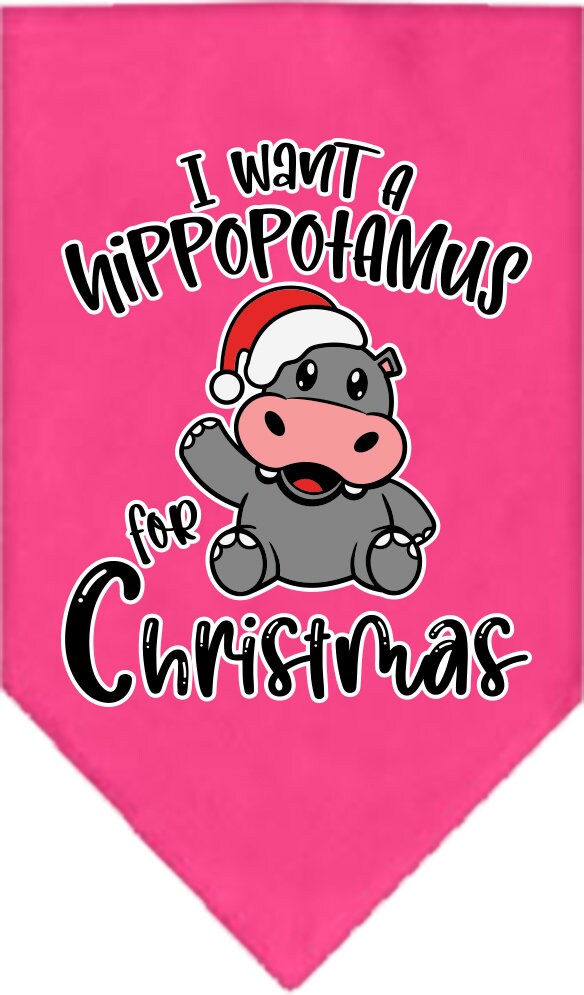 Christmas Pet and Dog Bandana, "I Want A Hippopotamus For Christmas"